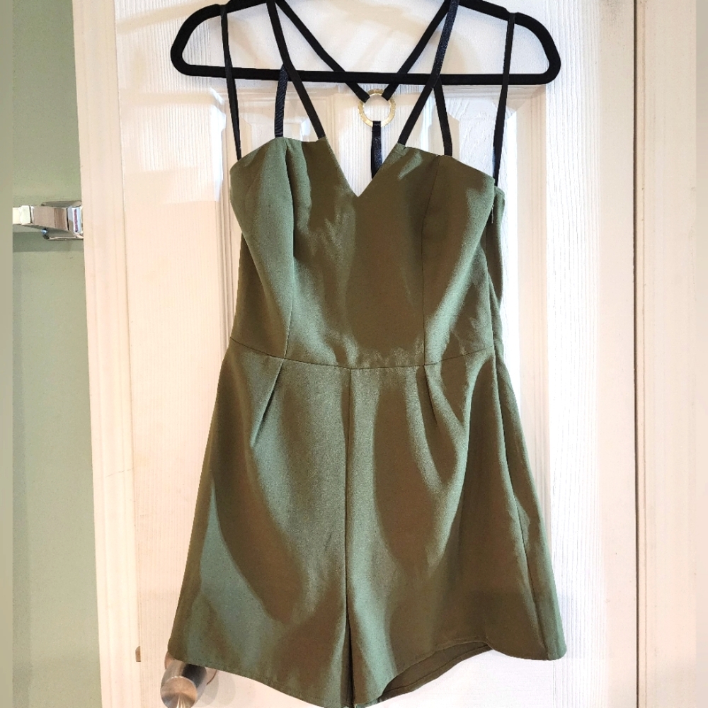 Olive Green Strappy Romper